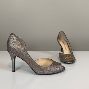 Marc Fisher Joey3 Peep Toe Glitter Heel Size 7.5
